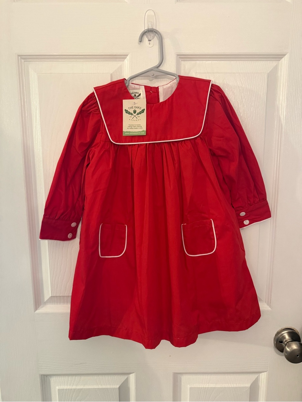 The Oaks Apparel Red Dress with White Piping NWT! Size 4